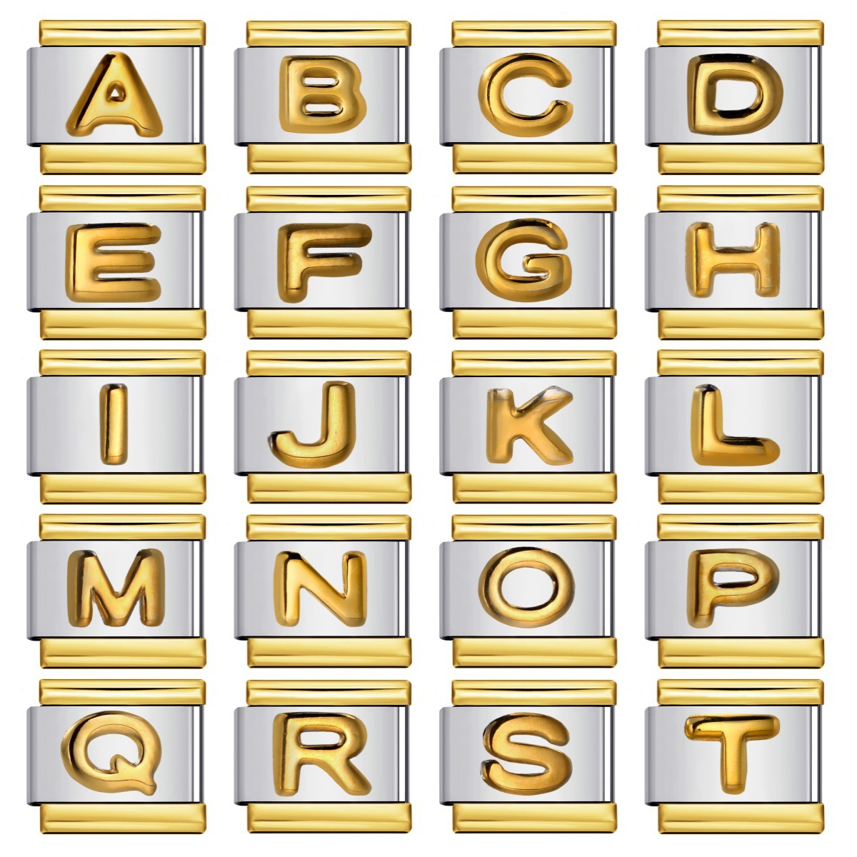 Cross-border popular convex English letter collection stainless steel gold-plated DIY Italian modular bracelet