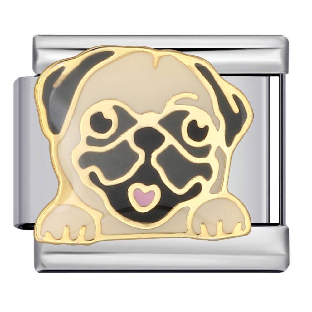 New gold and silver pet dog series titanium steel watch strap chain with gold plating, welding, and oil dripping DIY Italian modular bracelet