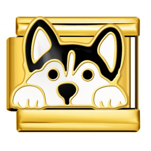 New gold and silver pet dog series titanium steel watch strap chain with gold plating, welding, and oil dripping DIY Italian modular bracelet