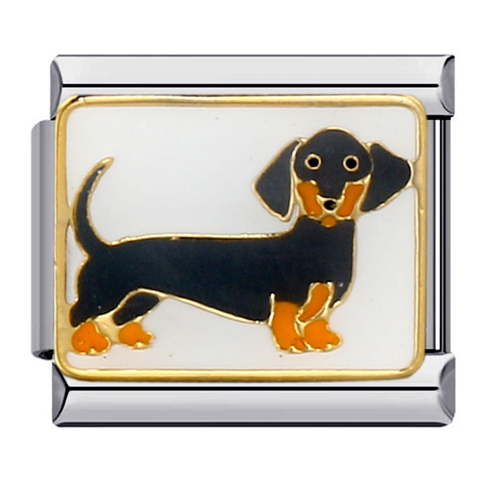 New gold and silver pet dog series titanium steel watch strap chain with gold plating, welding, and oil dripping DIY Italian modular bracelet