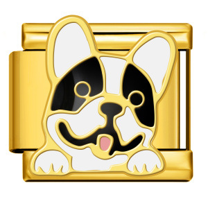 New gold and silver pet dog series titanium steel watch strap chain with gold plating, welding, and oil dripping DIY Italian modular bracelet