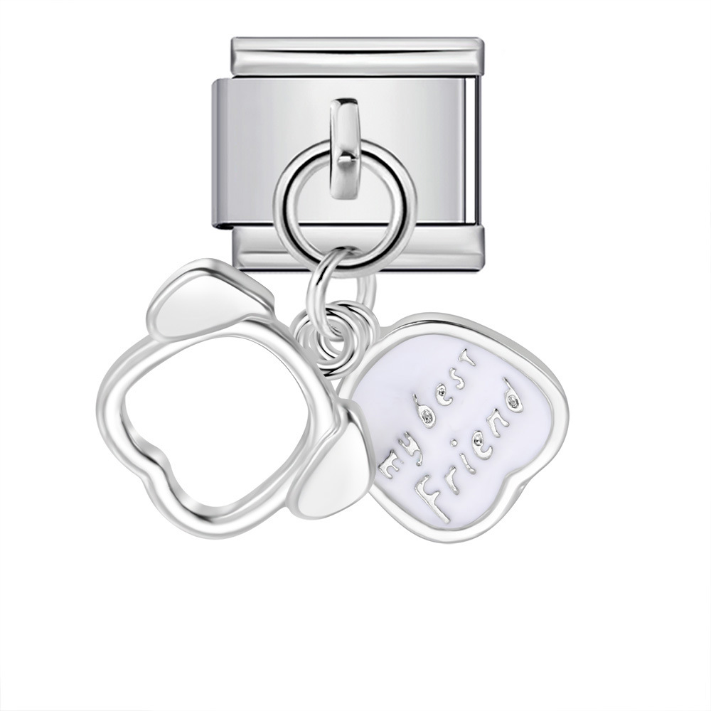 New cute Italian modular pendant bracelet with titanium steel hook, DIY free assembly handmade modular jewelry