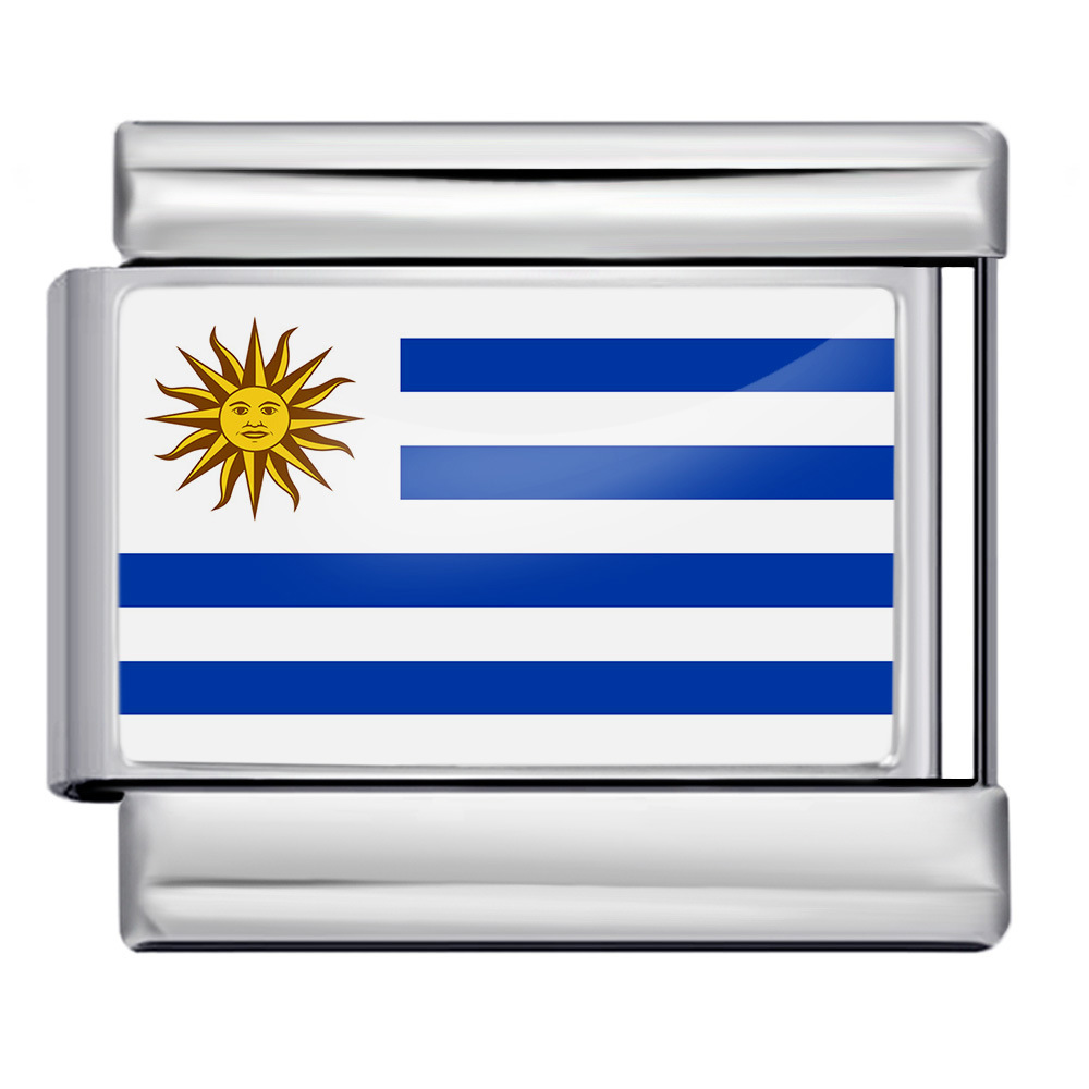 Wholesale of gold and silver background world flag photos, epoxy resin series, stainless steel DIY Italian modular bracelet accessories.