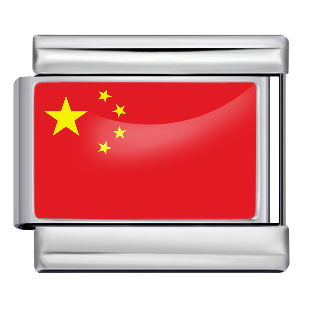Wholesale of gold and silver background world flag photos, epoxy resin series, stainless steel DIY Italian modular bracelet accessories.