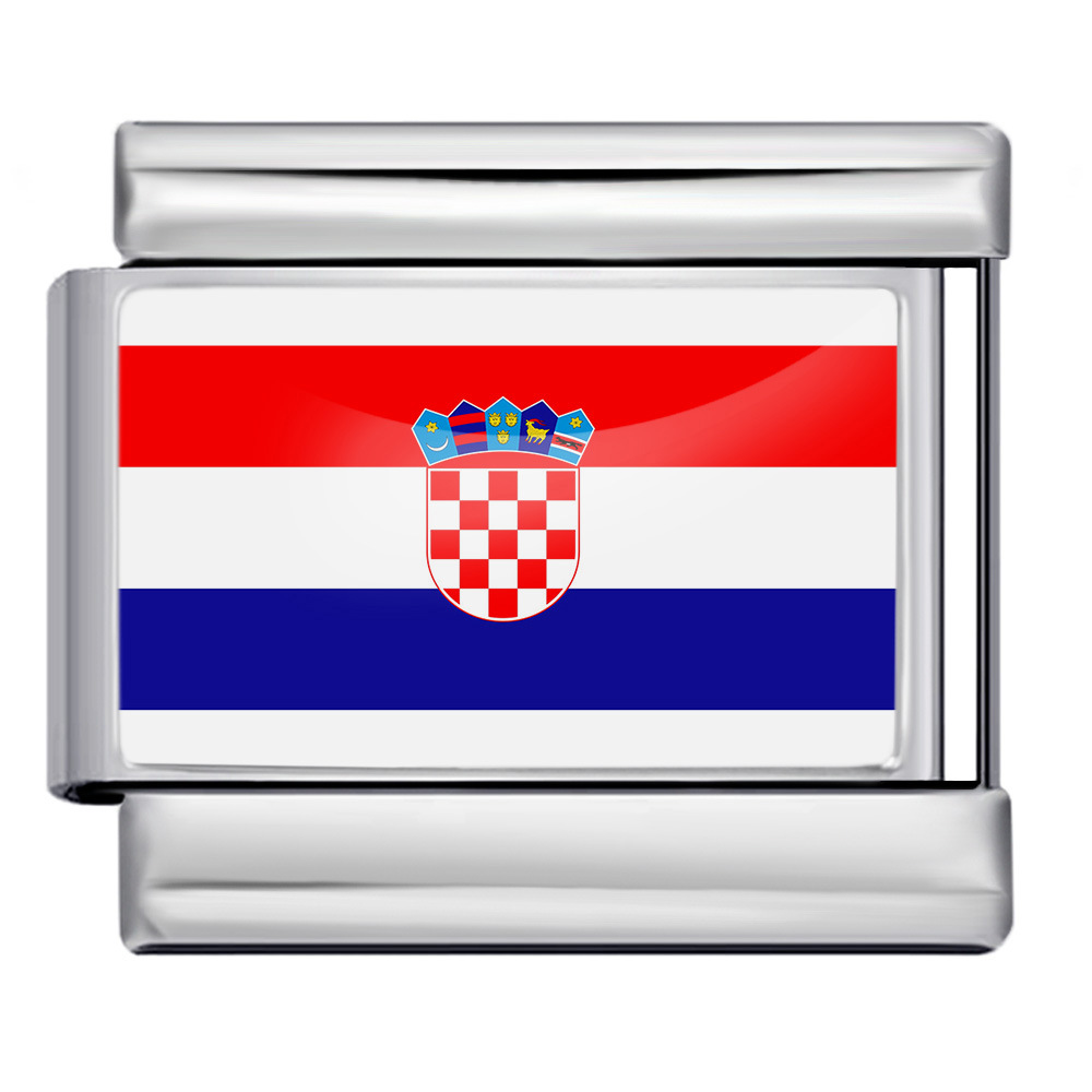 Wholesale of gold and silver background world flag photos, epoxy resin series, stainless steel DIY Italian modular bracelet accessories.