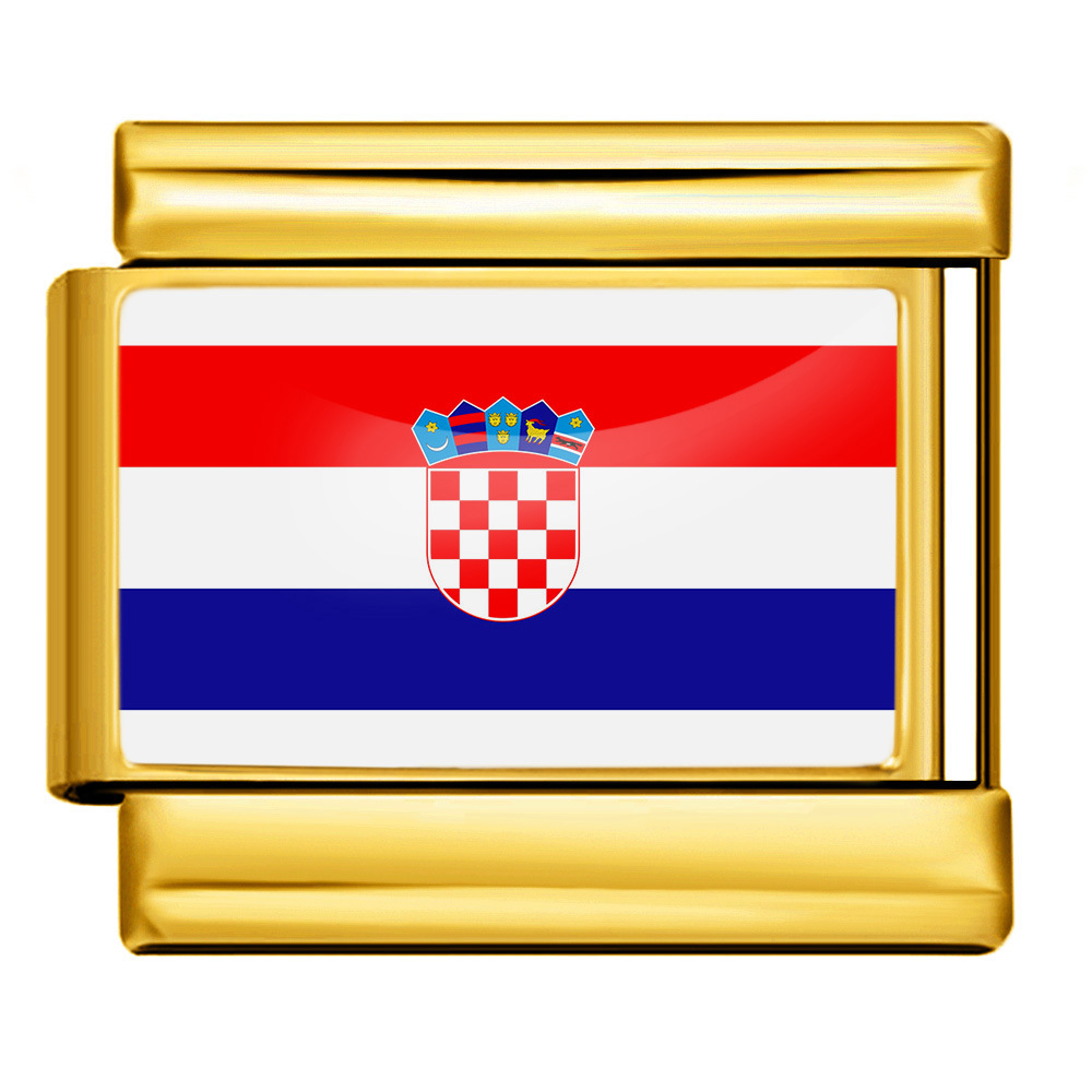 Wholesale of gold and silver background world flag photos, epoxy resin series, stainless steel DIY Italian modular bracelet accessories.