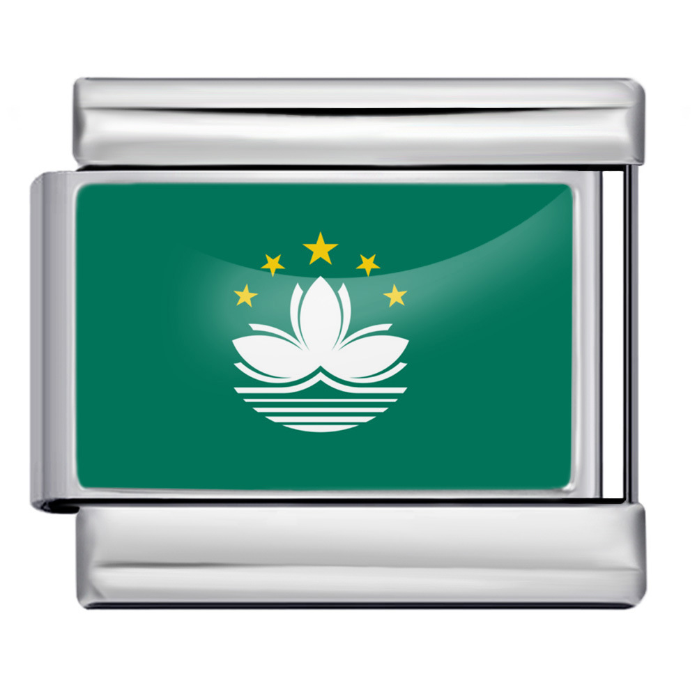 Wholesale of gold and silver background world flag photos, epoxy resin series, stainless steel DIY Italian modular bracelet accessories.