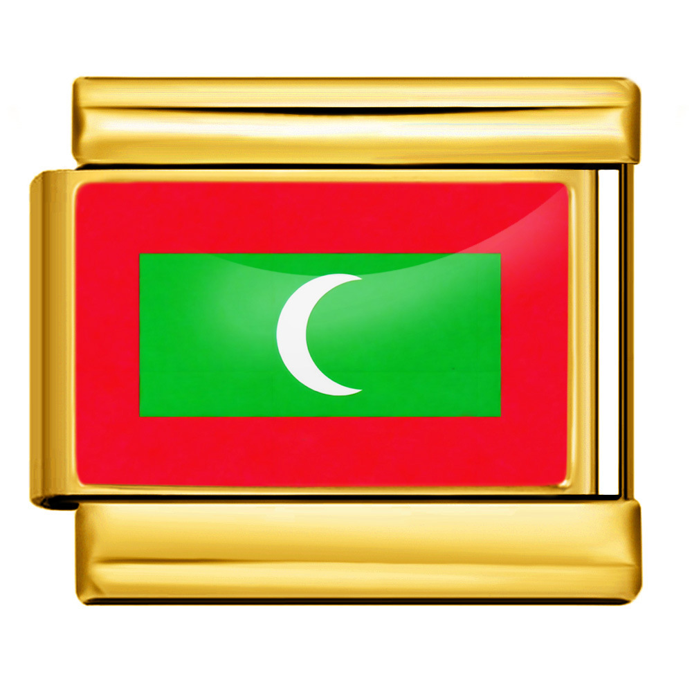 Wholesale of gold and silver background world flag photos, epoxy resin series, stainless steel DIY Italian modular bracelet accessories.