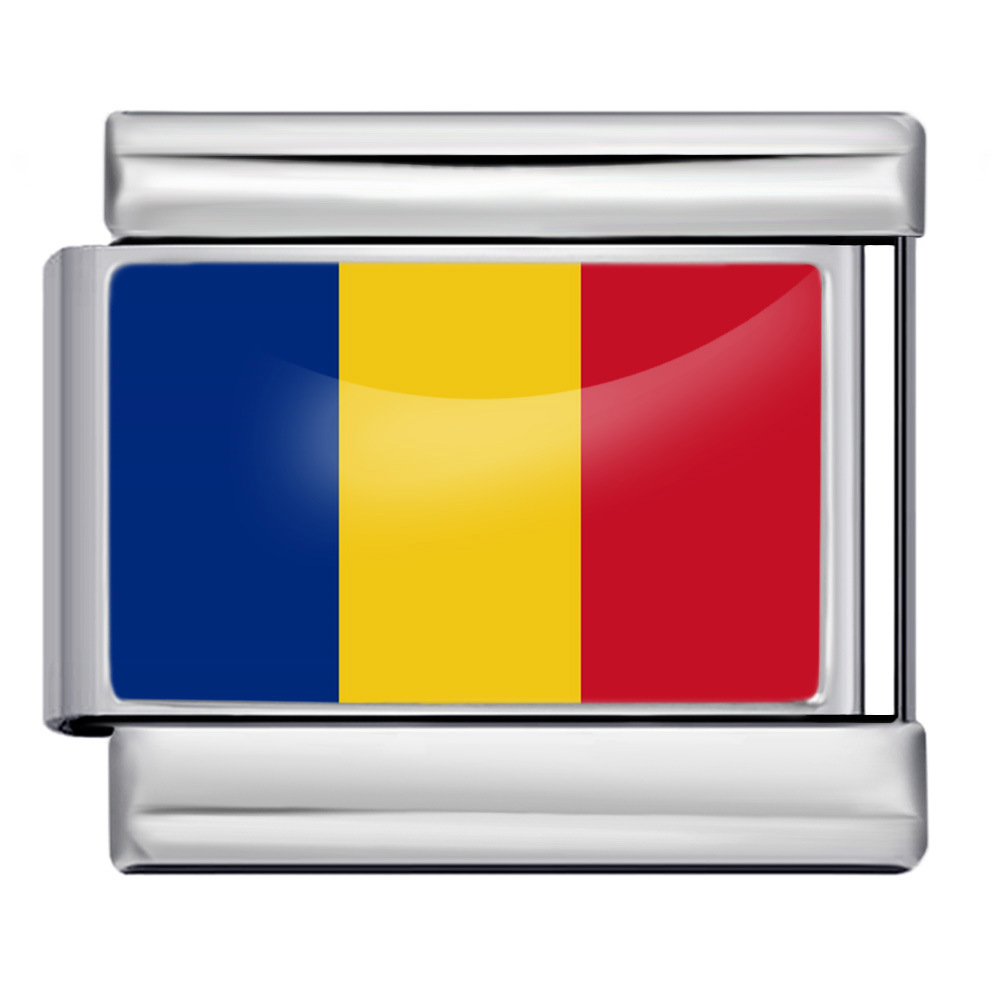 Wholesale of gold and silver background world flag photos, epoxy resin series, stainless steel DIY Italian modular bracelet accessories.