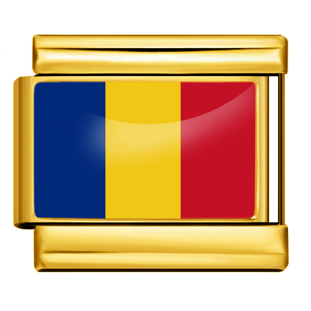 Wholesale of gold and silver background world flag photos, epoxy resin series, stainless steel DIY Italian modular bracelet accessories.