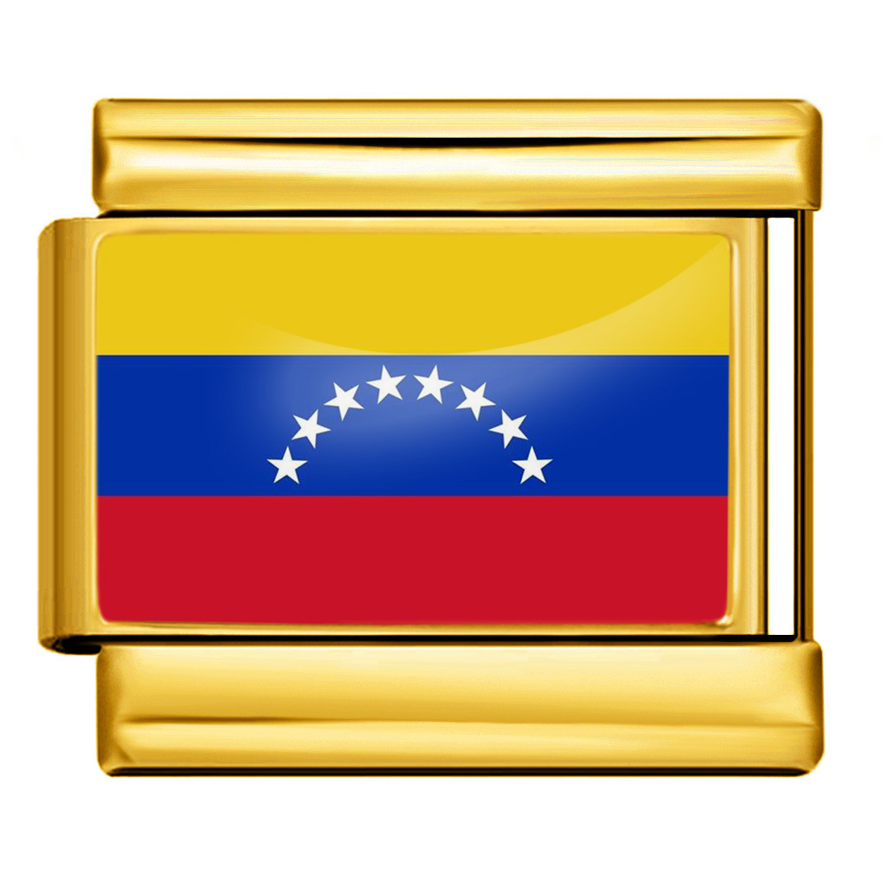 Wholesale of gold and silver background world flag photos, epoxy resin series, stainless steel DIY Italian modular bracelet accessories.