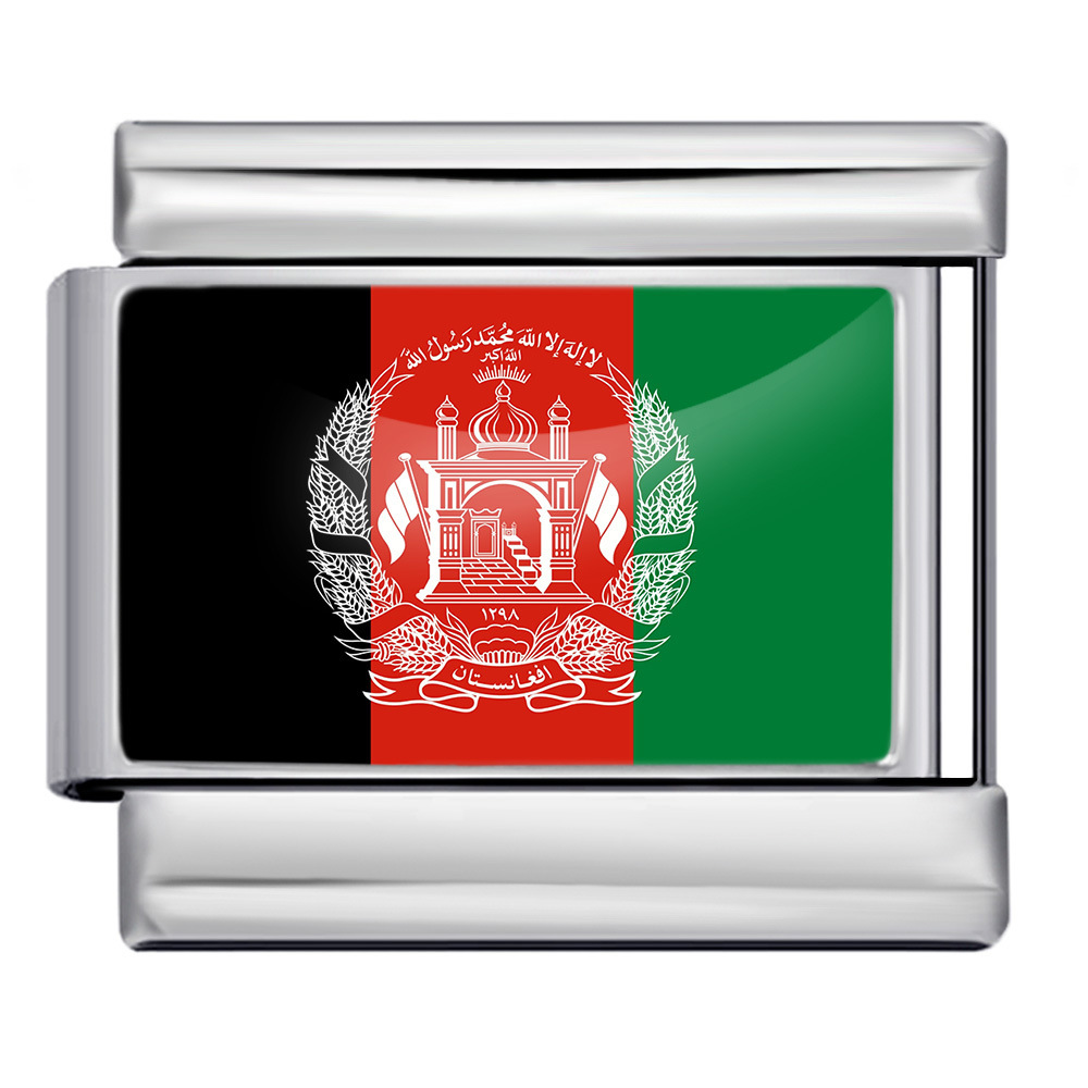 Wholesale of gold and silver background world flag photos, epoxy resin series, stainless steel DIY Italian modular bracelet accessories.
