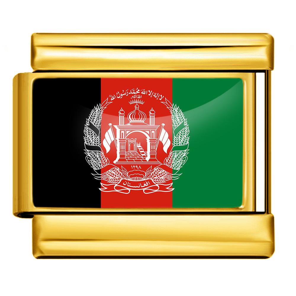 Wholesale of gold and silver background world flag photos, epoxy resin series, stainless steel DIY Italian modular bracelet accessories.