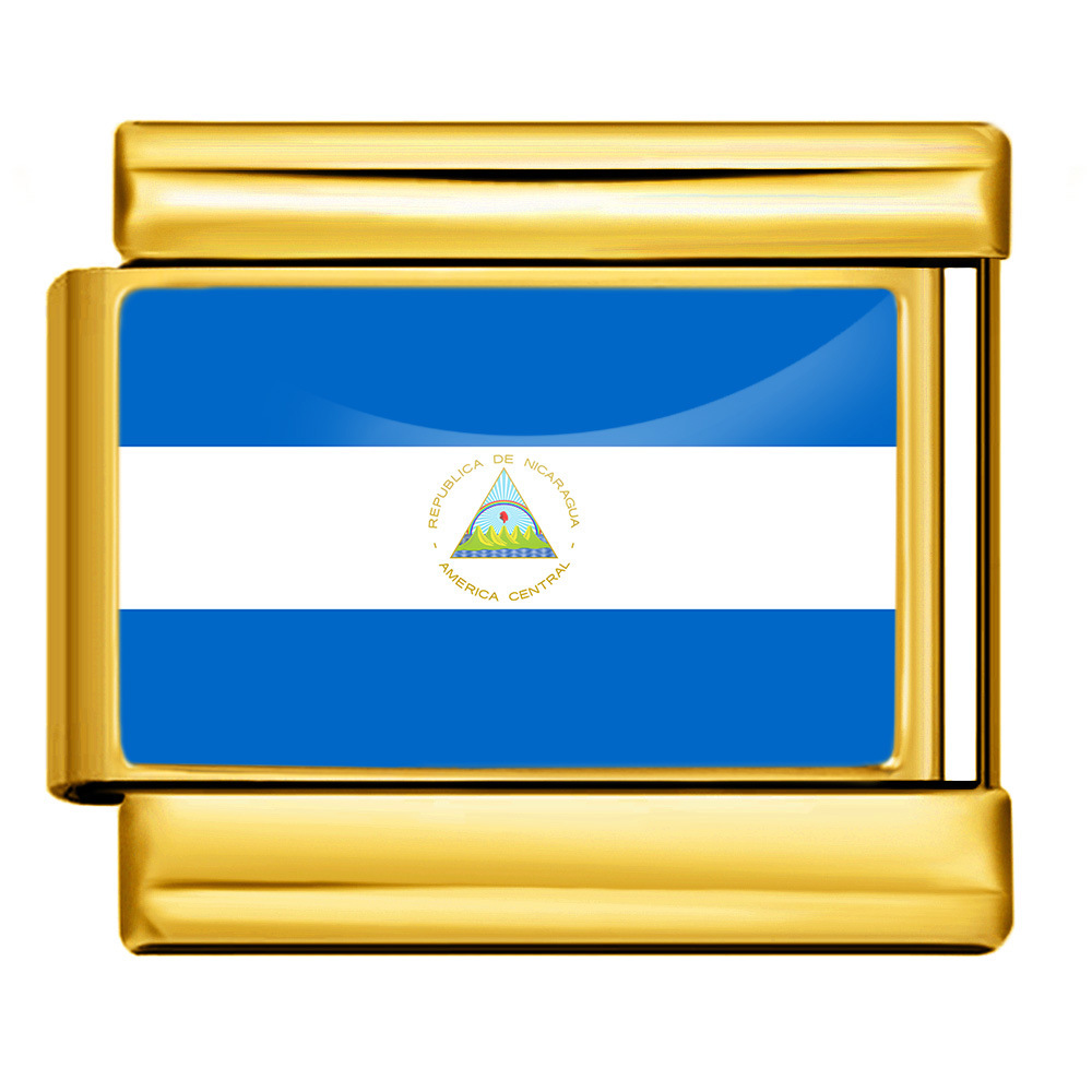 Wholesale of gold and silver background world flag photos, epoxy resin series, stainless steel DIY Italian modular bracelet accessories.