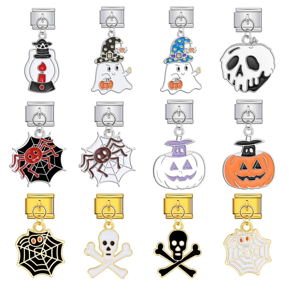 Halloween Pumpkin Skull Pendant Module Bracelet Hook DIY Titanium Steel Elastic Splicing Watch Strap Chain Accessories
