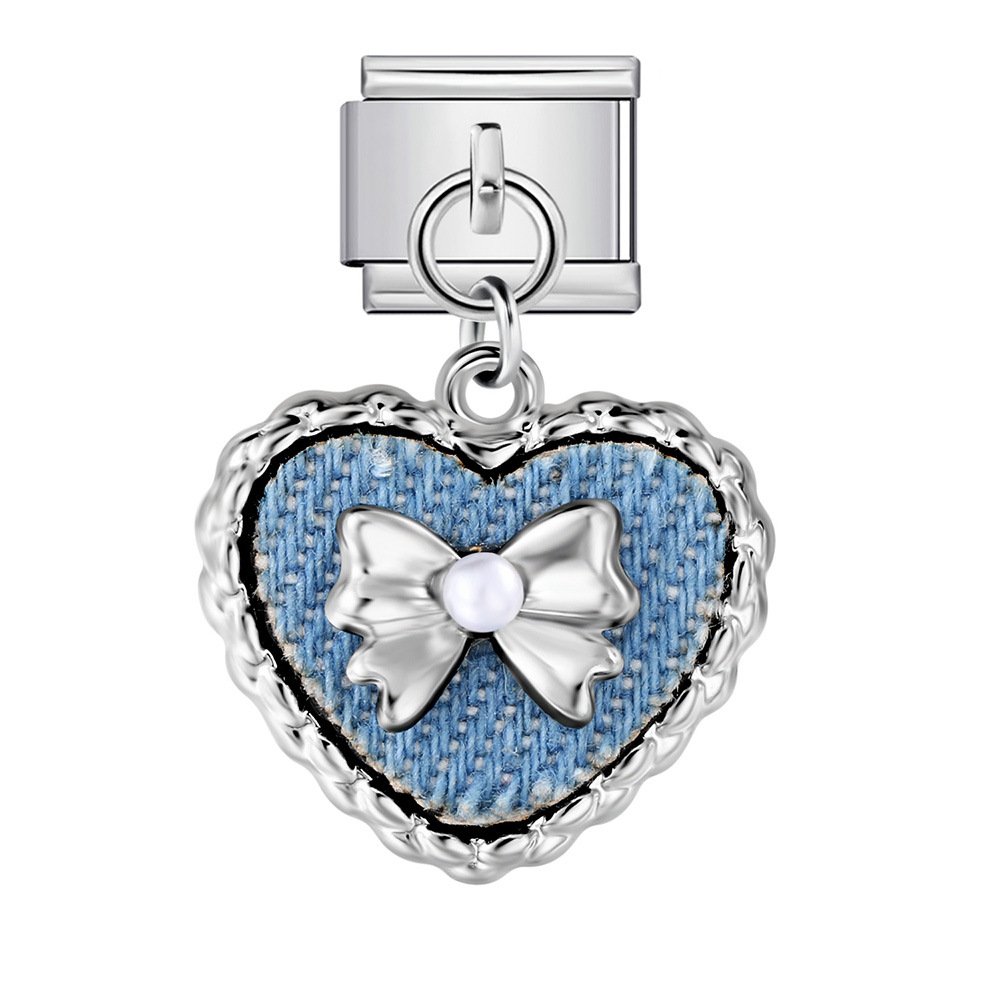 Single hook Italian modular bracelet with blue-black pendant, elastic spliced titanium steel watch strap chain