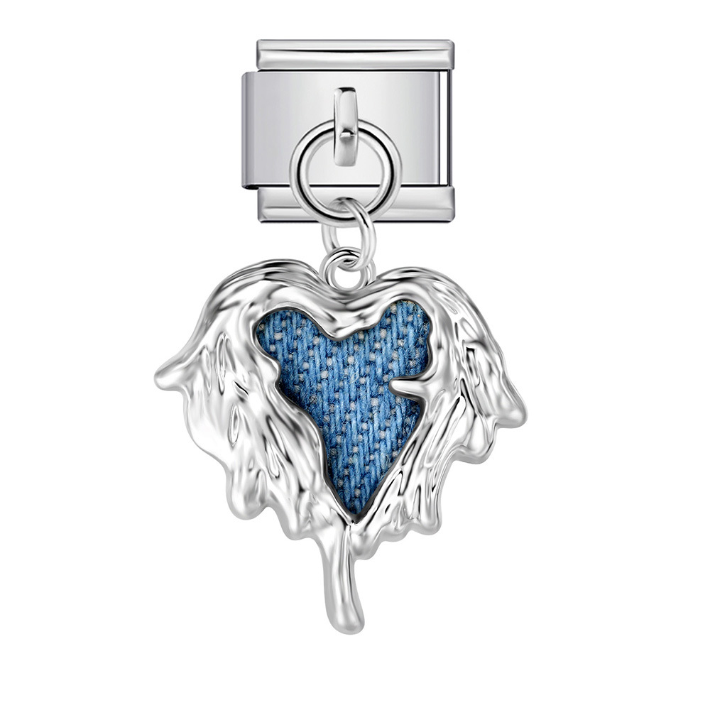 Single hook Italian modular bracelet with blue-black pendant, elastic spliced titanium steel watch strap chain
