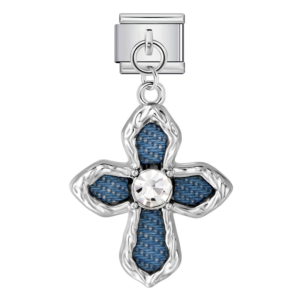 Single hook Italian modular bracelet with blue-black pendant, elastic spliced titanium steel watch strap chain