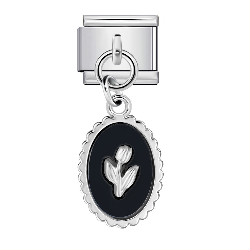 Single hook Italian modular bracelet with blue-black pendant, elastic spliced titanium steel watch strap chain