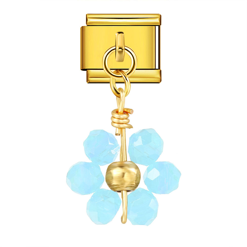 New Crystal Bead Flower Pendant Italian Modular Bracelet Hook DIY Titanium Steel Watch Strap Chain Modular Accessories