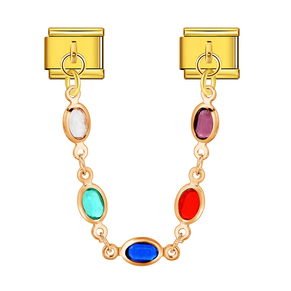 Cross-border hot-selling double pendant Italian modular bracelet with flower and evil eye design, stainless steel DIY jewelry.