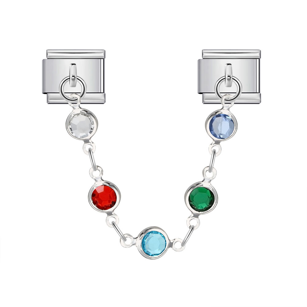 Cross-border hot-selling double pendant Italian modular bracelet with flower and evil eye design, stainless steel DIY jewelry.