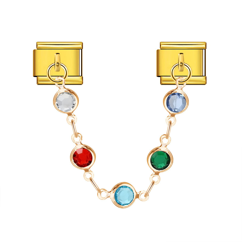 Cross-border hot-selling double pendant Italian modular bracelet with flower and evil eye design, stainless steel DIY jewelry.