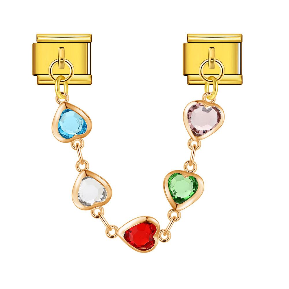Cross-border hot-selling double pendant Italian modular bracelet with flower and evil eye design, stainless steel DIY jewelry.