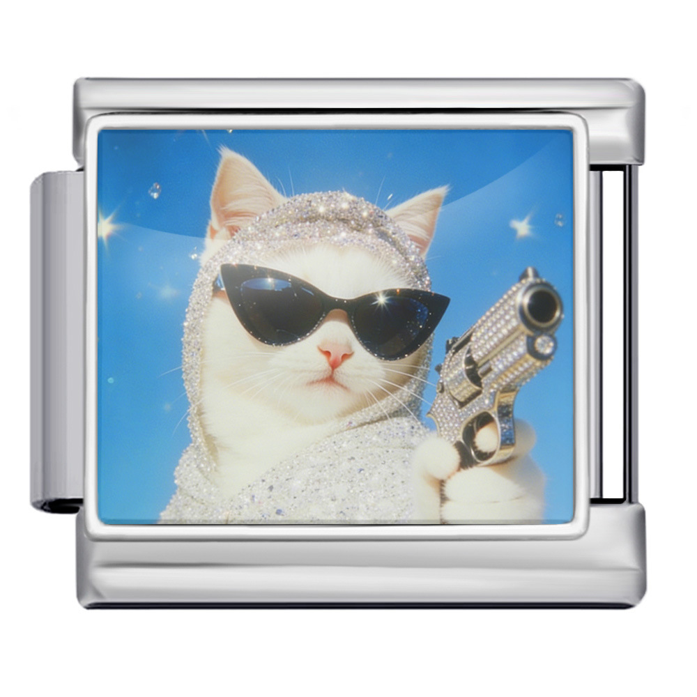 Cute Cat Series Italian Modular Bracelet, Multifunctional Stainless Steel DIY Free Combination Modular Accessories