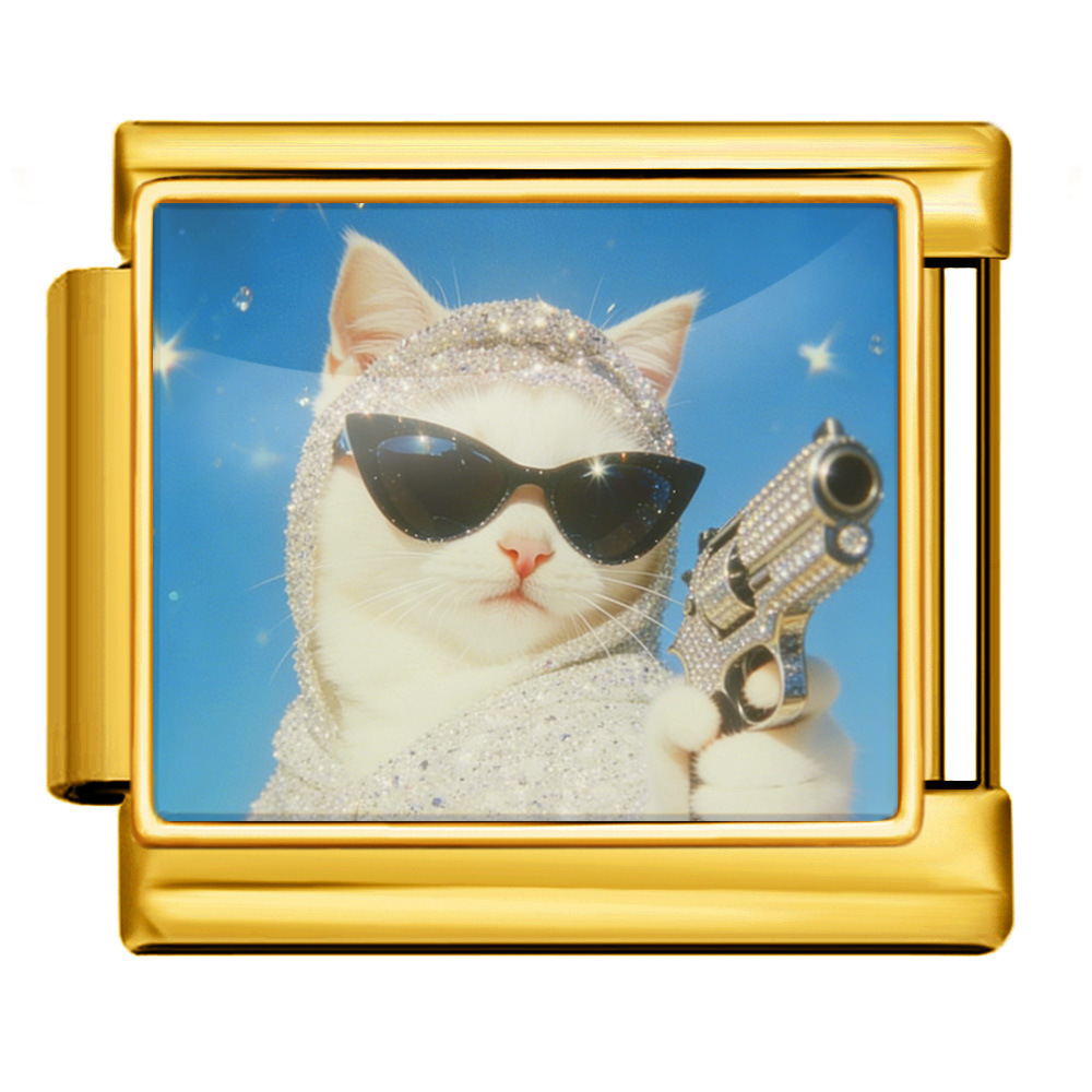 Cute Cat Series Italian Modular Bracelet, Multifunctional Stainless Steel DIY Free Combination Modular Accessories