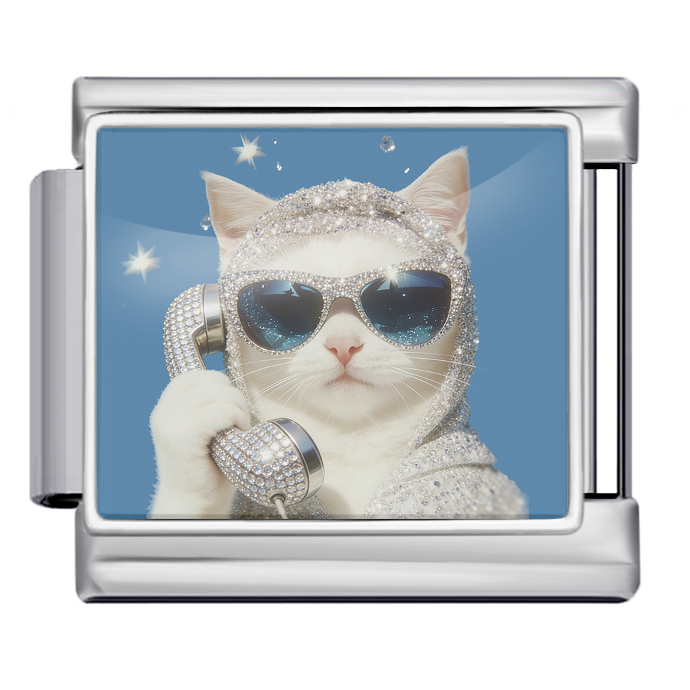 Cute Cat Series Italian Modular Bracelet, Multifunctional Stainless Steel DIY Free Combination Modular Accessories