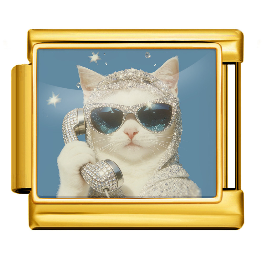 Cute Cat Series Italian Modular Bracelet, Multifunctional Stainless Steel DIY Free Combination Modular Accessories