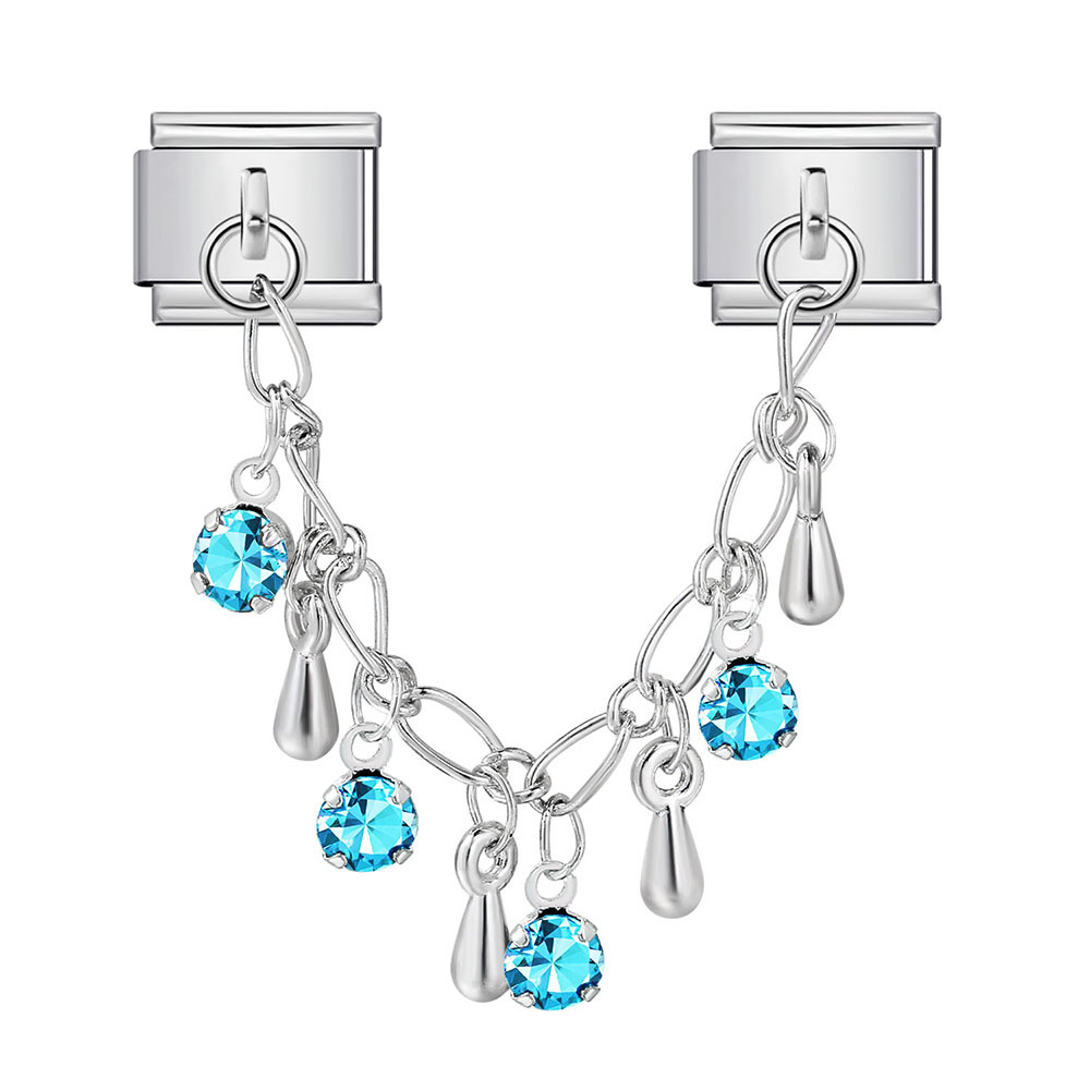 Butterfly and star-shaped pendant Italian modular bracelet stainless steel double hook DIY elastic bangle accessory