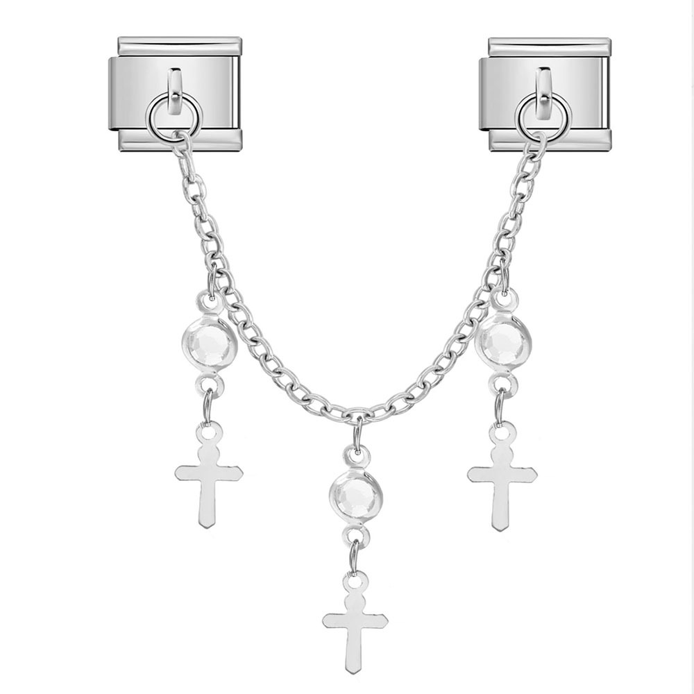 Butterfly and star-shaped pendant Italian modular bracelet stainless steel double hook DIY elastic bangle accessory