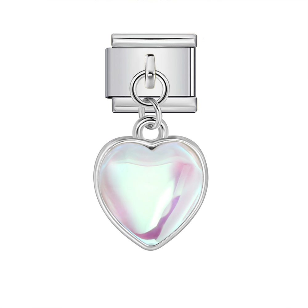 Colorful Heart Moon Bow Pendant Italian Modular Bracelet Stainless Steel Elastic Patchwork DIY Watch Strap Chain