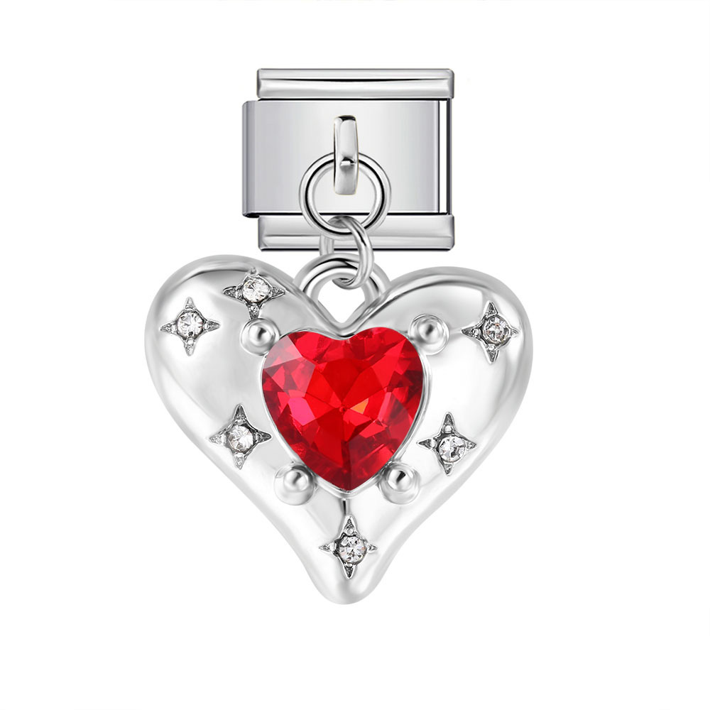 Colorful Heart Moon Bow Pendant Italian Modular Bracelet Stainless Steel Elastic Patchwork DIY Watch Strap Chain