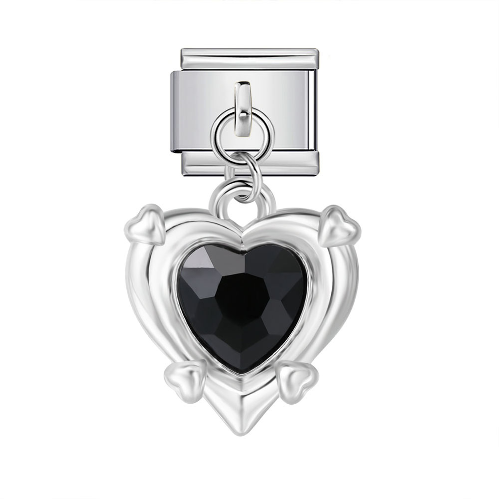 Colorful Heart Moon Bow Pendant Italian Modular Bracelet Stainless Steel Elastic Patchwork DIY Watch Strap Chain