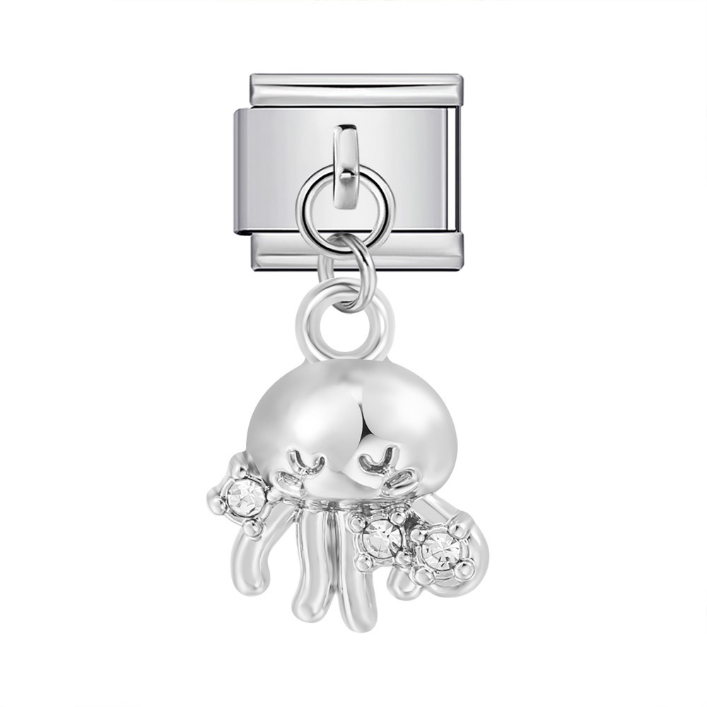 Marine life hook pendant Italian modular bracelet titanium steel spliced watch strap chain Italian Charm