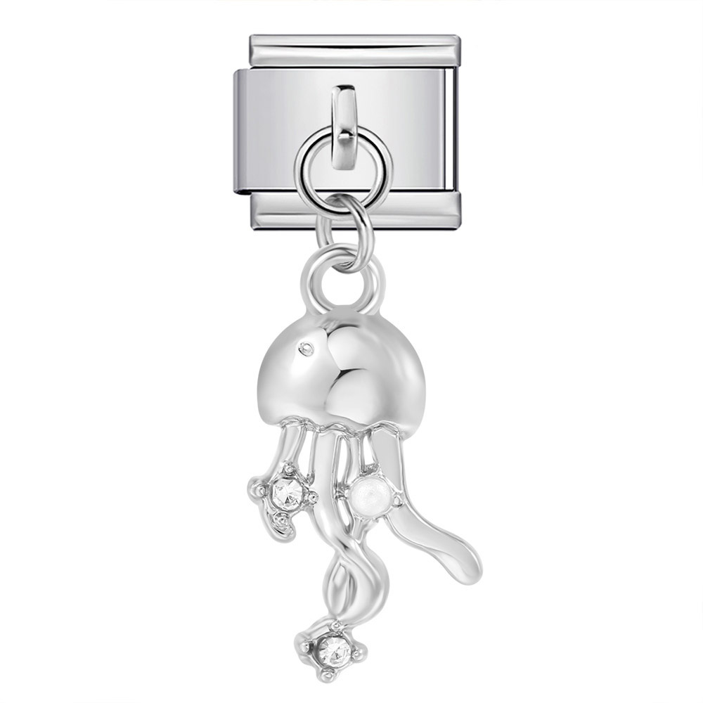 Marine life hook pendant Italian modular bracelet titanium steel spliced watch strap chain Italian Charm