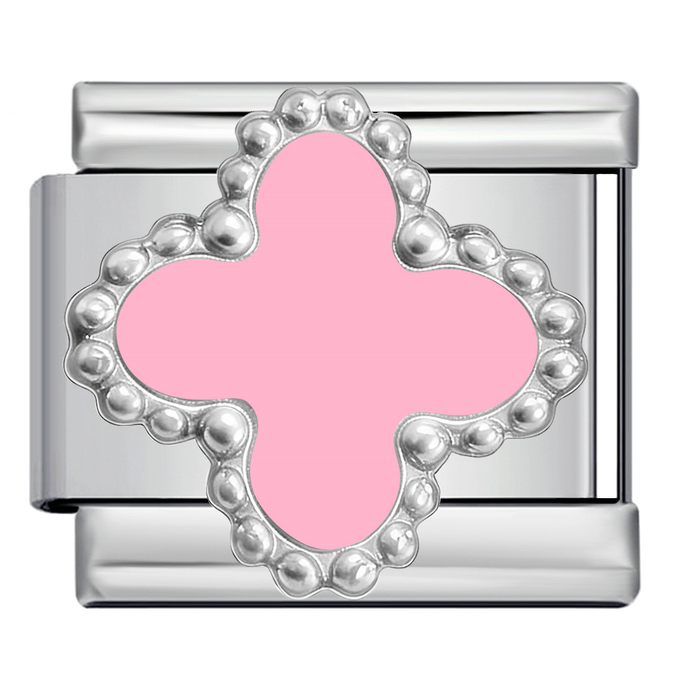 Colorful glazed four-leaf clover series Italian modular bracelet titanium steel welded bangle