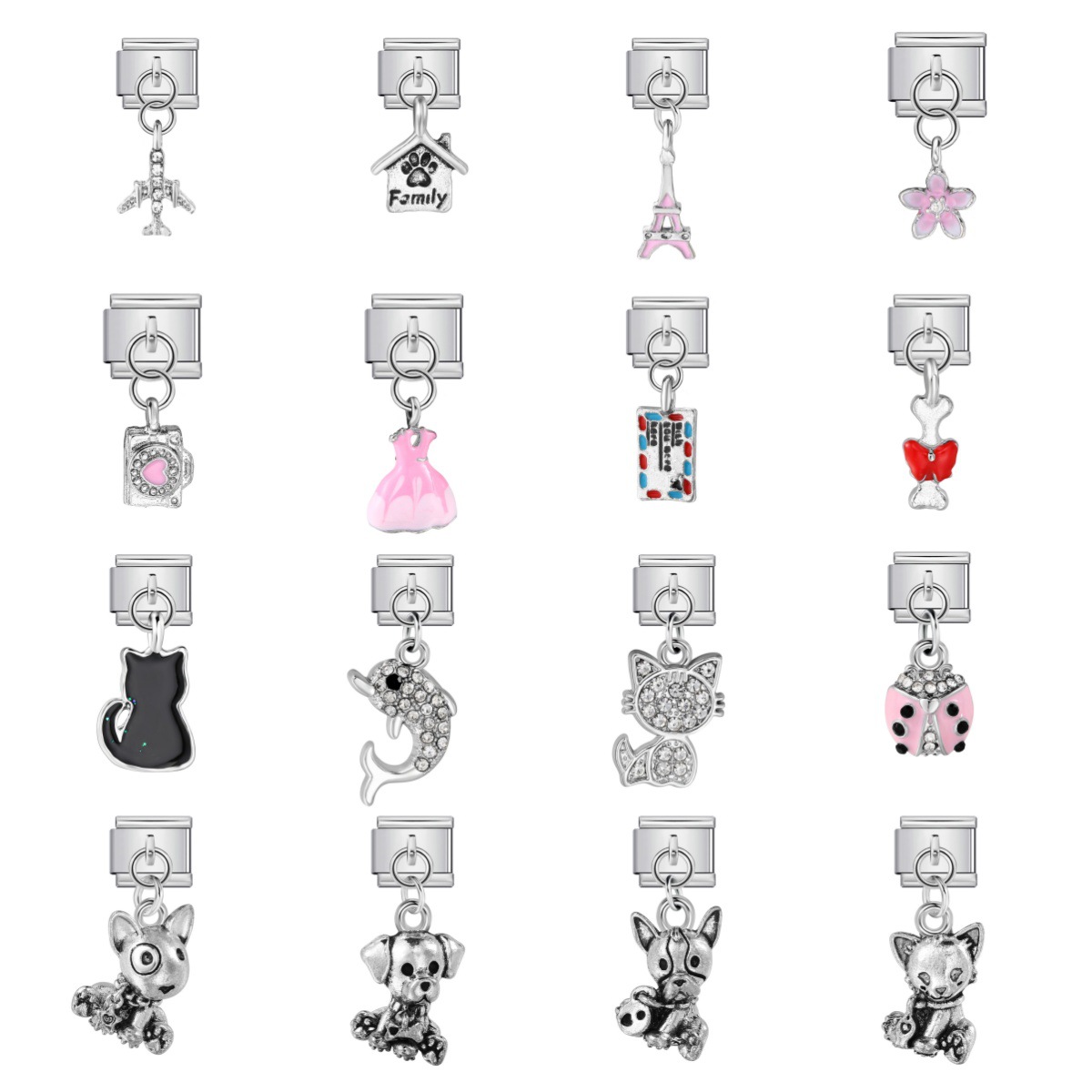 Single animal-shaped pendant, Italian modular bracelet, titanium steel hook, watch strap chain, Italian Charm
