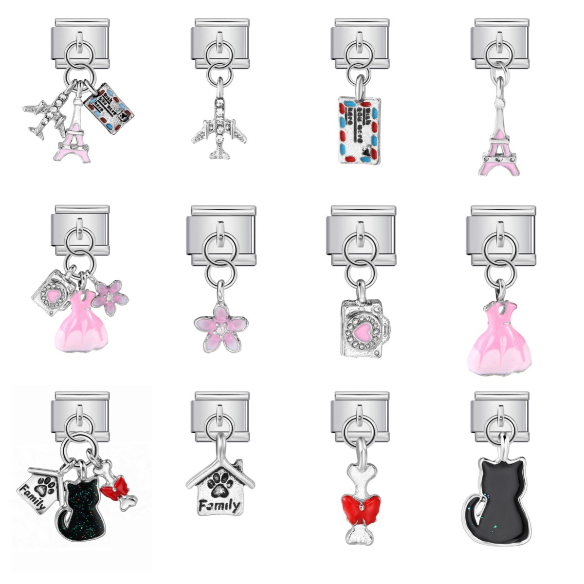 Single animal-shaped pendant, Italian modular bracelet, titanium steel hook, watch strap chain, Italian Charm