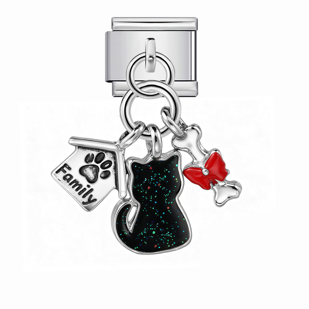 Single animal-shaped pendant, Italian modular bracelet, titanium steel hook, watch strap chain, Italian Charm