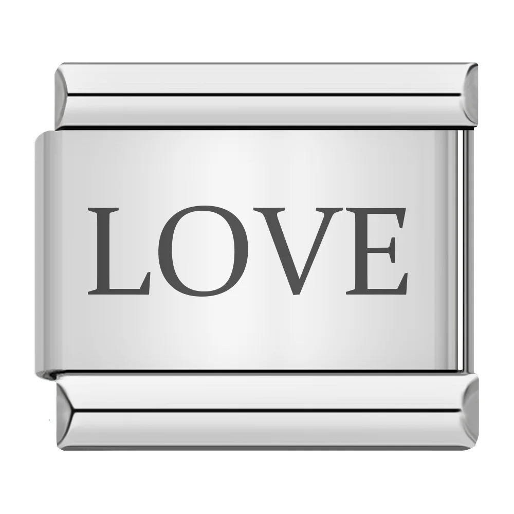 DIY Italian bracelet/bracelet with laser engraving of English words and titanium steel.