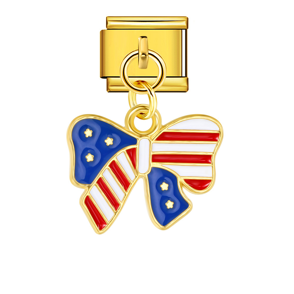 American flag, Independence Day element, Italian modular bracelet, stainless steel DIY hook pendant bangle/band.