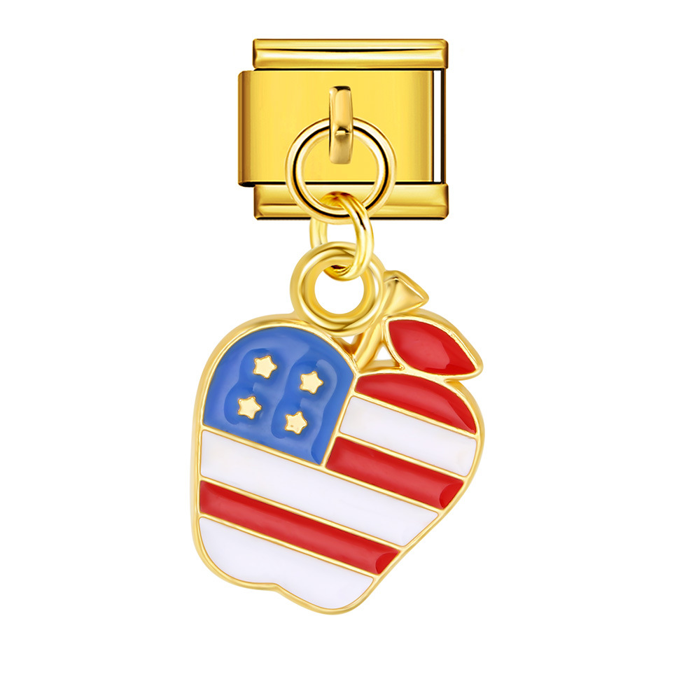 American flag, Independence Day element, Italian modular bracelet, stainless steel DIY hook pendant bangle/band.