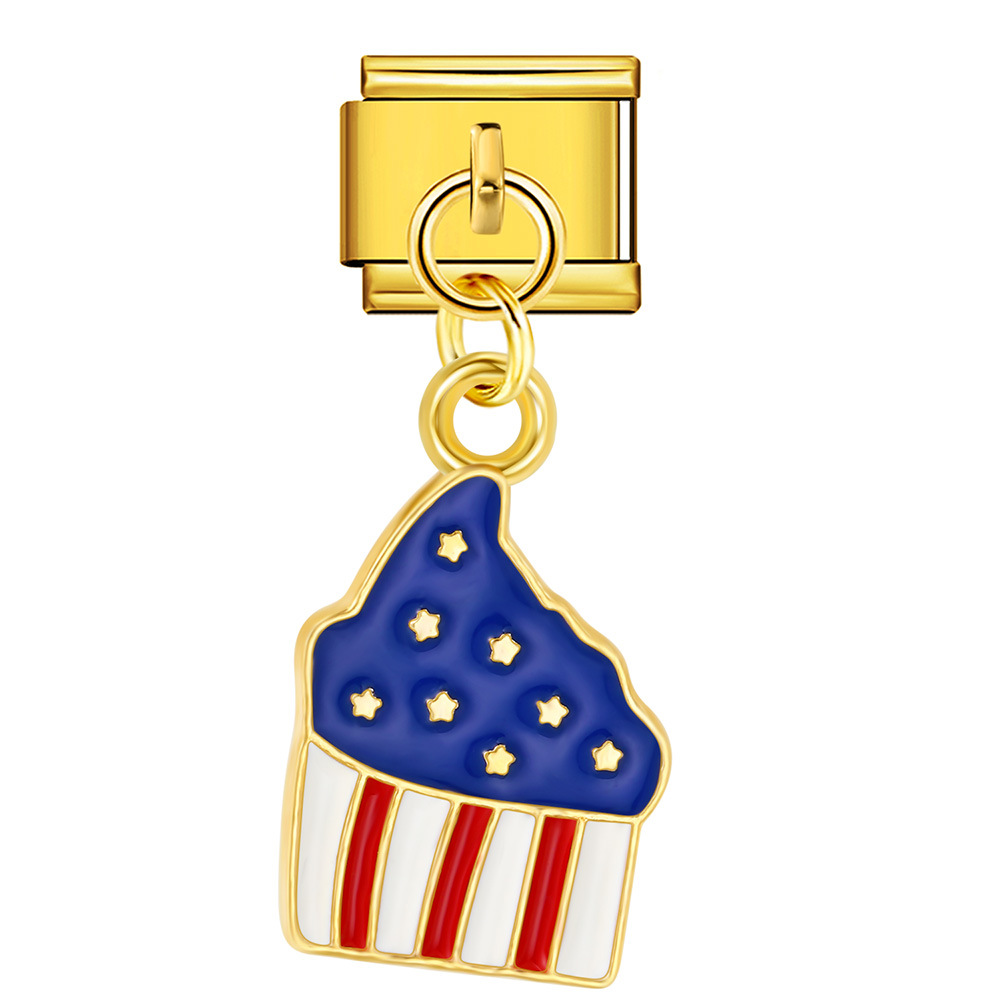 American flag, Independence Day element, Italian modular bracelet, stainless steel DIY hook pendant bangle/band.