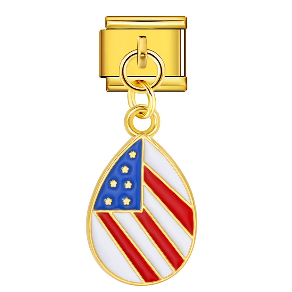 American flag, Independence Day element, Italian modular bracelet, stainless steel DIY hook pendant bangle/band.