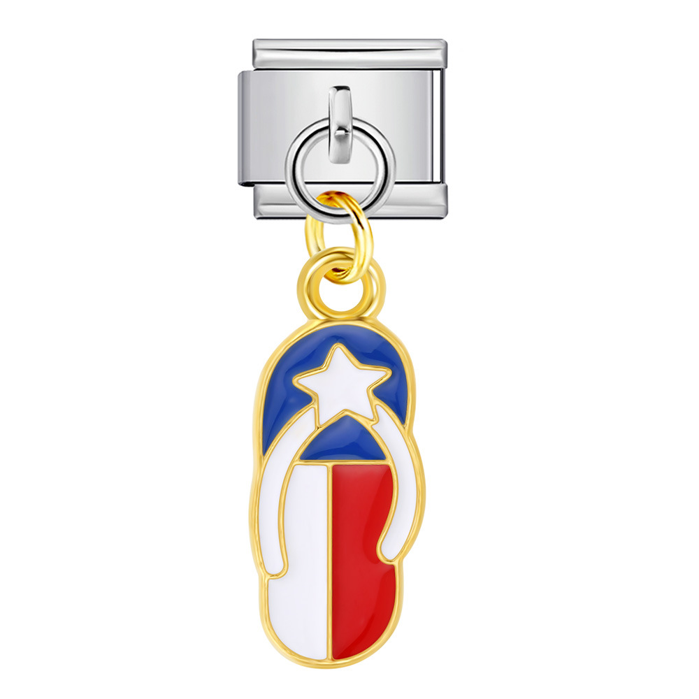American flag, Independence Day element, Italian modular bracelet, stainless steel DIY hook pendant bangle/band.