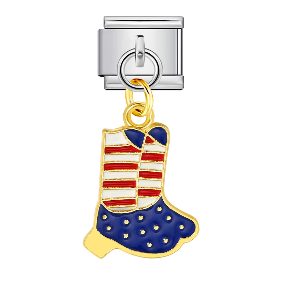 American flag, Independence Day element, Italian modular bracelet, stainless steel DIY hook pendant bangle/band.